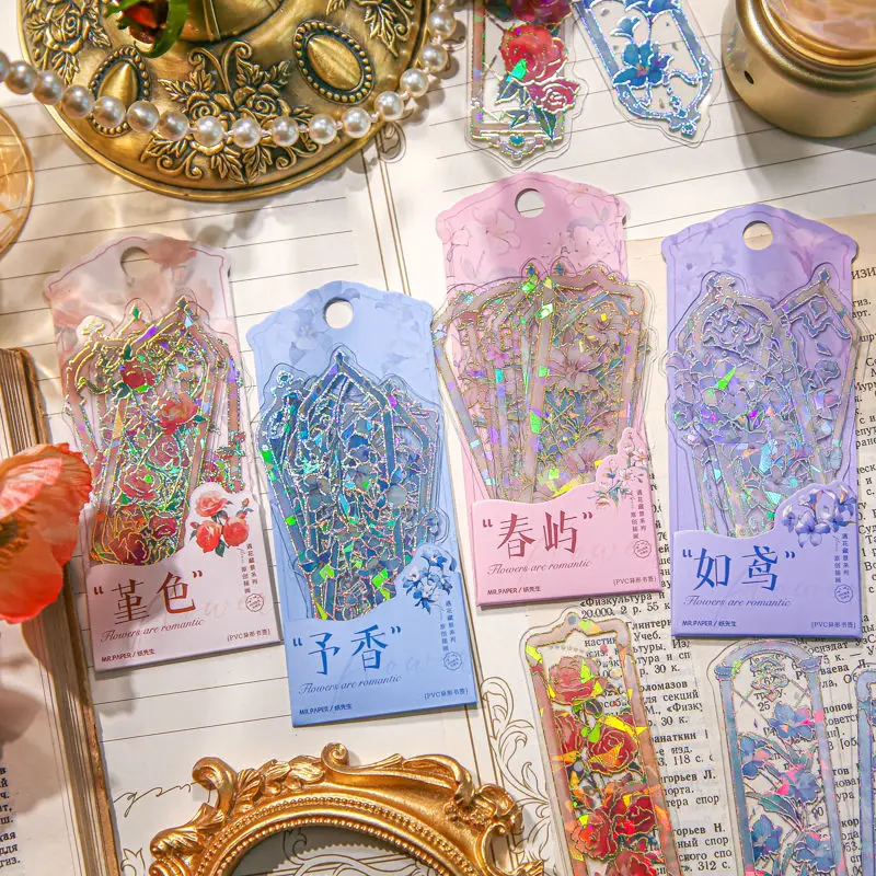 10 Blatt/Set, kreatives Lesezeichen in hohler Form, PVC-Material, geprägtes Bronzing-Prozess, Lesebuchordner Image