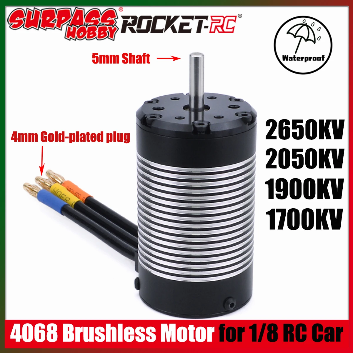 Surpass Hobby Rocket 4068 2650KV 2050KV 1900KV 1700KV Bürstenloser Motor 5 mm Welle für 1/8 RC Car Truck Racing WLtoys Hobao vs3