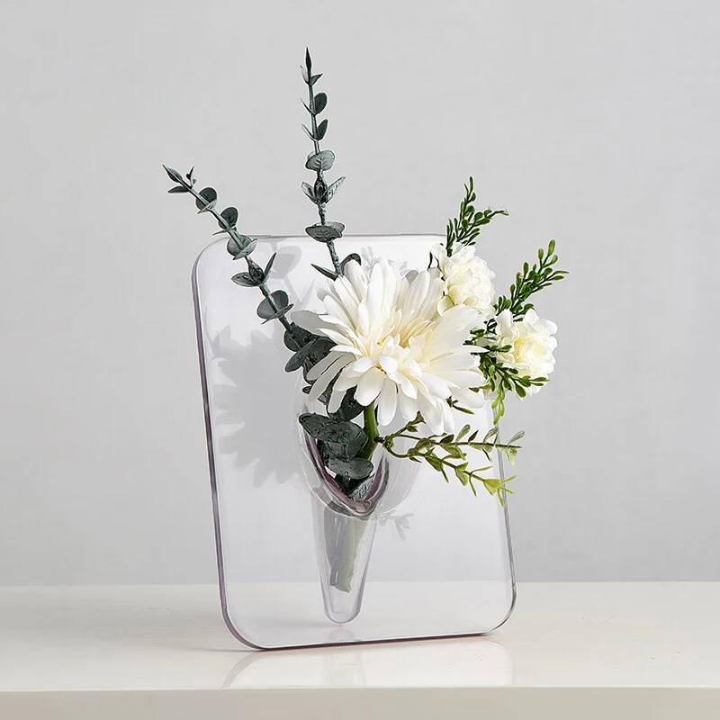 Vase mit Fotorahmen aus Acryl – transparenter schwimmender Blumenhalter für Wand/Tisch, Büro-Kunst-DisplayieniaYYY33 Maleta Image