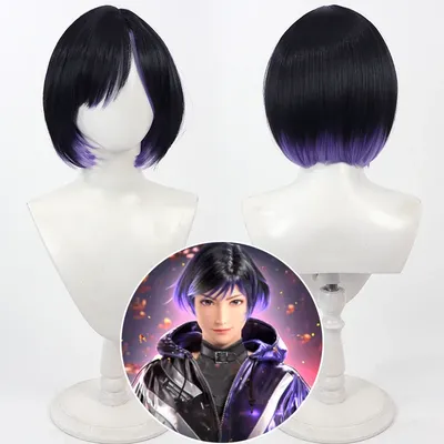 Tekken 8 Ling Reina Spiel Cosplay Perücke Schwarz Blau Hitzebeständige Kunsthaar Halloween Weihnachten Karneval Rollenspiel Für Frauen Image