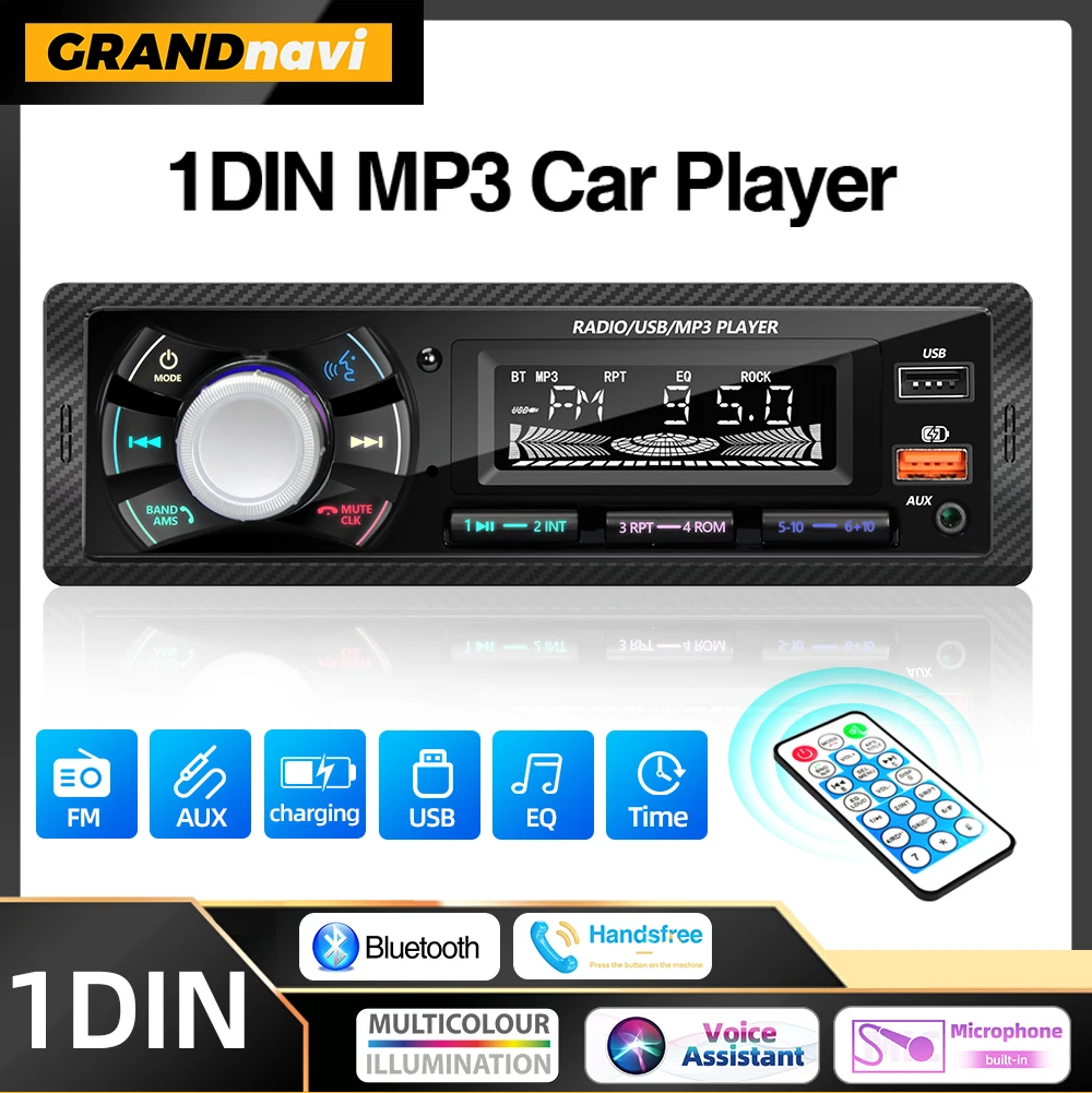1 Din Autoradio MP3-Player FM-Tuner Stereo mit DAB + Box unterstützt Sprachassistent Telefon aufladen Bluetooth USB AUX-Fernbedienung Image