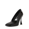 Show Style 10,5 cm unregelmäßige High Heels Frühling/Sommer quadratischen Kopf schwarz weiß Mode sexy profession elle Pendler nackte Schuhe 43