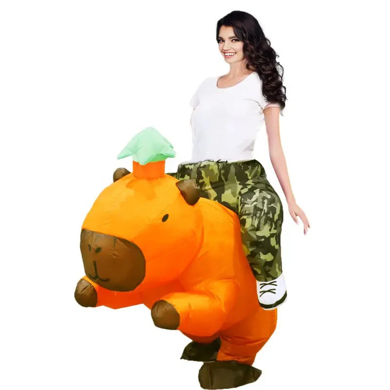 Fahrt von Capybara mit grünem Hut, aufblasbares Kostüm für Erwachsene, Halloween, Cosplay, Party, Auftritt, aufgeblasenes Kleidungsstück, Luftblasanzug Image