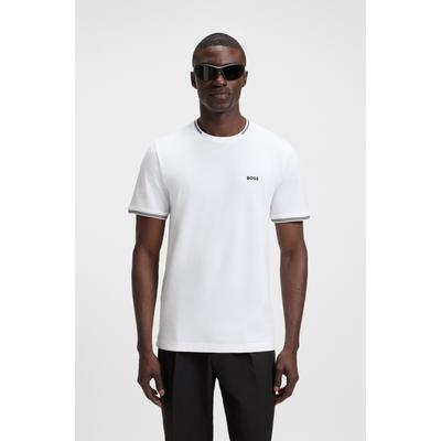 T-Shirt BOSS GREEN "Taul", Herren, Gr. XXXL, weiß (weiß100), Single Jersey, Obermaterial: 92% Baumwolle, 8% Elasthan, casual, regular fit, Rundhals, Kurzarm Rippbündchen, Shirts, mit kontrastfarbenen Streifendetails Image