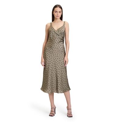 Cocktailkleid VERA MONT "Vera Mont Cocktailkleid mit Print", Damen, Gr. 34, Normalgrößen, grün (khaki, schwarz), Obermaterial: 100% Polyester. Futter: 100% Polyester., elegant, figurumspielend lang, V-Ausschnitt, Kleider Image