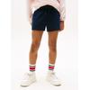 Sweatshorts TOMMY HILFIGER "TOMMY SCRIPT SWEATSHORT", Mädchen, Gr. 12 (152), N-Gr, blau (schwarz night navy), Sweatware, Obermaterial: 80% Baumwolle, 20% Polyester, unifarben, casual, regular fit kurz, Hosen, für Kinder bis 16 Jahre, glänzender...