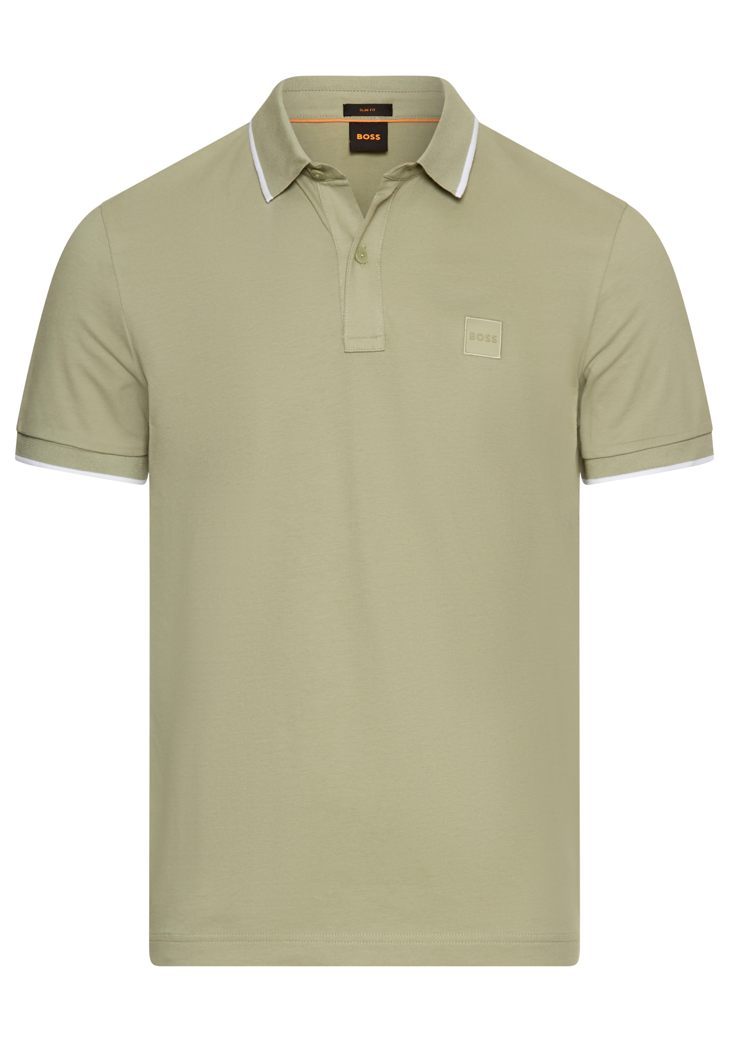 Poloshirt BOSS ORANGE "Passertip", Herren, Gr. XXL, grün (open grün370), Piqué, Obermaterial: 95% Baumwolle, 5% Elasthan, slim fit hüftbedeckend, V-Ausschnitt, eingesetzt Bündchen, Shirts, mit BOSS Logo-Badge