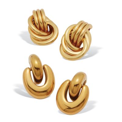 Women's Yellow Gold Ion-Plated Stainless Steel Twisted Knot Drop Earring Set by PalmBeach Jewelry in Yellow (Size ONE SIZE)