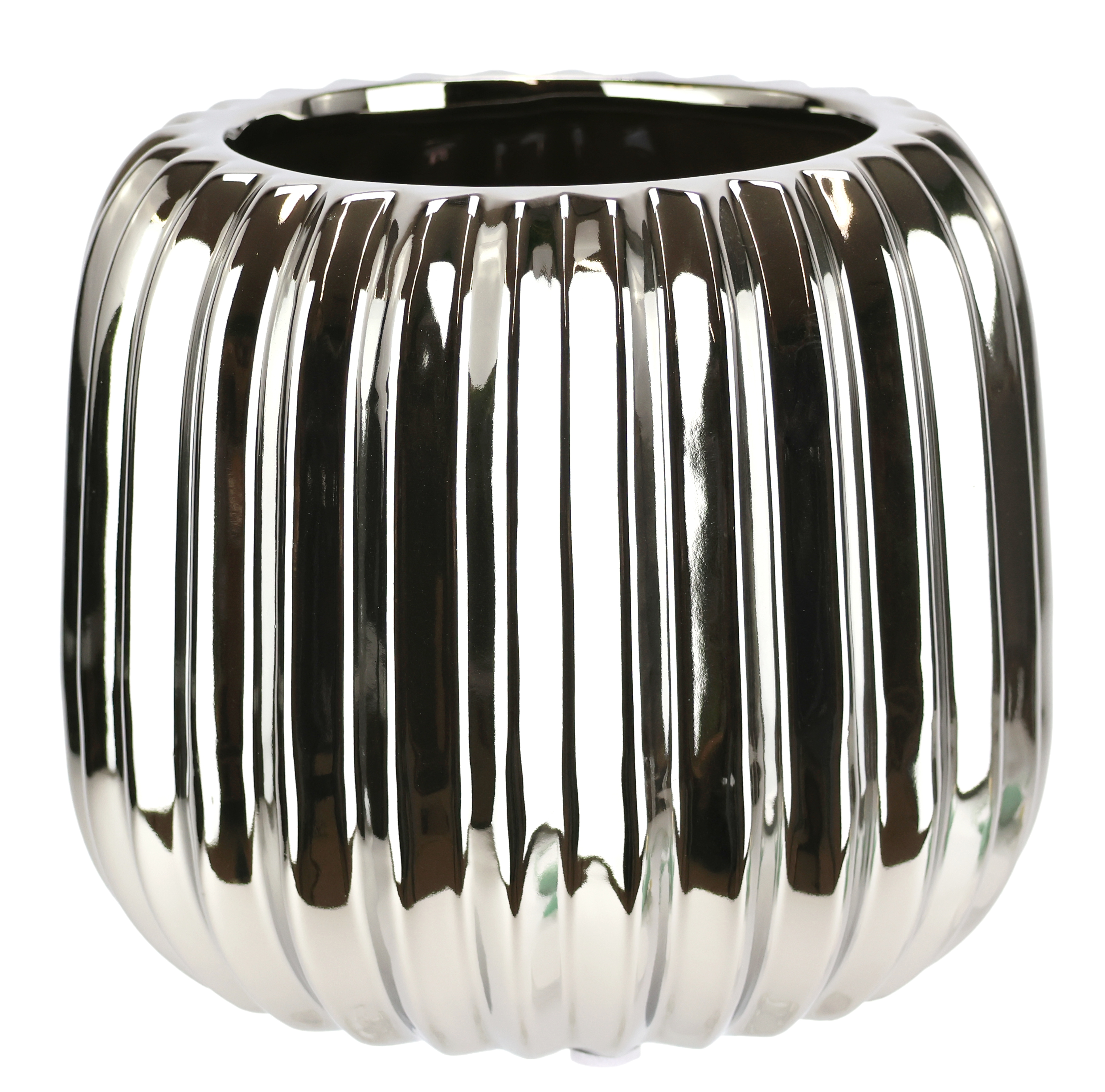 Dekovase I.GE.A. "Vase aus Keramik", silber, B:13cm H:11cm, Keramik, Vasen, Dekovase Blumenvase Modern für Tischdeko Tischvase Deko Trockenblume