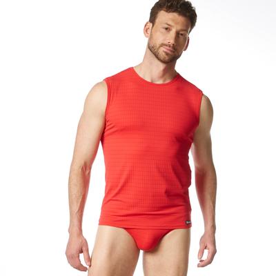 Unterhemd BRUNO BANANI "CHECK LINE 2.0 TANK TOP", Herren, Gr. 4 (S), N-Gr, rot (rot marine), Obermaterial: 90% Polyamid, 7% Elasthan, 3% sonstige Fasern, basic, bequem, Unterhemden Image