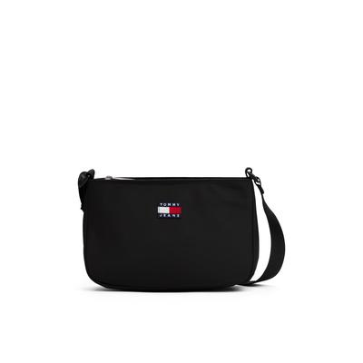 Schultertasche TOMMY JEANS "TJW DAILY SHOULDER BAG", Damen, Gr. B/H/T: 23cm x 14,5cm x 8cm, schwarz, Textil, unifarben, Taschen, Damen Umhängetasche, Freizeittasche mit Logo-Schriftzug Image