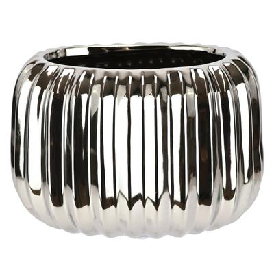 Dekovase I.GE.A. "Vase aus Keramik", silber, B:17cm H:12cm, Keramik, Vasen, Dekovase Blumenvase Modern für Tischdeko Tischvase Deko Trockenblume Image