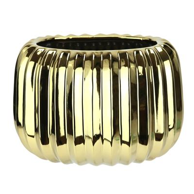Dekovase I.GE.A. "Vase aus Keramik", gold, B:17cm H:12cm, Keramik, Vasen, Dekovase Blumenvase Modern für Tischdeko Tischvase Deko Trockenblume Image