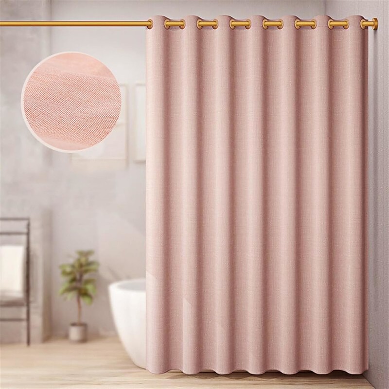Fabric Shower Curtain, Linen Textured Heavy Duty Thick Shower Curtains for Bathroom, Waterproof Decorative Bath Curtain, Washable Weighted Hem Shower Curtain