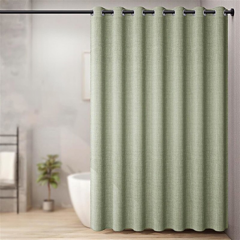 Fabric Shower Curtain, Linen Textured Heavy Duty Thick Shower Curtains for Bathroom, Waterproof Decorative Bath Curtain, Washable Weighted Hem Shower Curtain