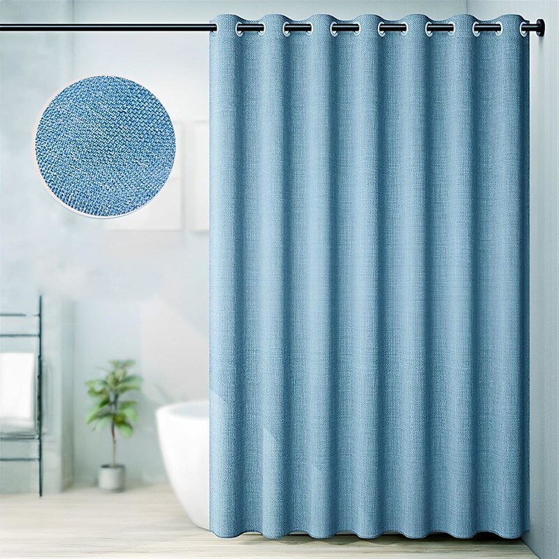 Fabric Shower Curtain, Linen Textured Heavy Duty Thick Shower Curtains for Bathroom, Waterproof Decorative Bath Curtain, Washable Weighted Hem Shower Curtain
