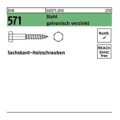 Sechskantholzschraube DIN 571 12 x 80 Stahl galvanisch verzinkt Image