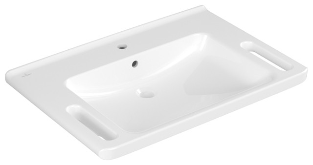 Villeroy & Boch Waschbecken ViCare 800x550mm Rechteck, 1 Hahnloch mit Überlauf Weiss Alpin 4A688001 Image