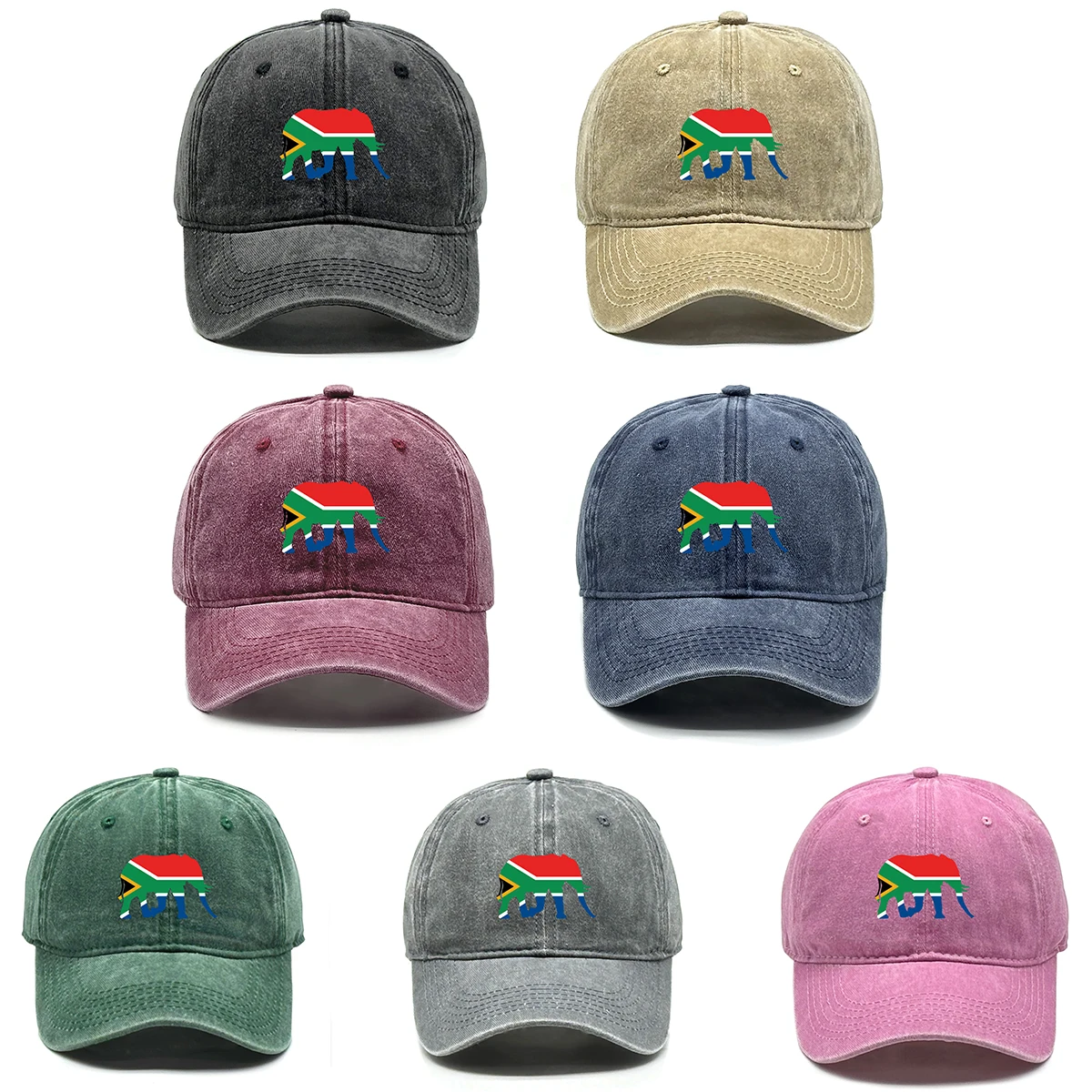 Baseballkappe mit Südafrika-Elefant-Flagge, verstellbarer Snapback-Sonnenhut zum Angeln, Camping, Outdoor, patriotisches Sportgeschenk Image