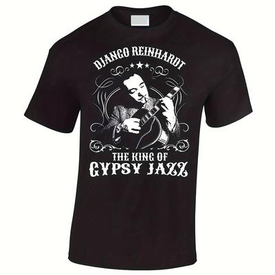 TEMU Reinhardt Inspired T-shirt Jazz Gypsy Guitar Legend King Image