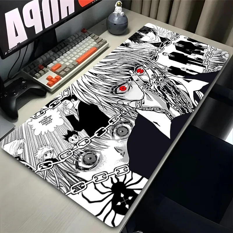 Mauspad Laptop Japan Anime Tastatur Pad H-hunter X H-hunter Gamer Schrank Schreibtisch Mauspad PC Schwarz und Weiß Kurapika Mousepad