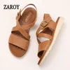 ZAROY Sommer Flache Römische Sandalen Mode Im Freien Strand Casual PU Leder Frauen Schuhe Casual Plus Größe Schuhe Alias Mujer