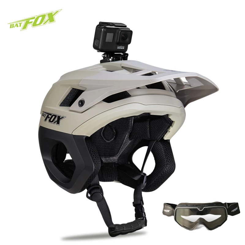 BATFOX NEU 3/4 Fahrradhelm Halbhelm Mountainbike Rennen Integrierter Gehörschutz Offroad-Fahrradhelm BMX Armor Matte Farbe Image
