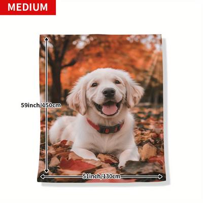 TEMU Cozy Flannel Dog Blanket - Cute , For , Camping, Travel, And Home Decor - Perfect Gift For Image