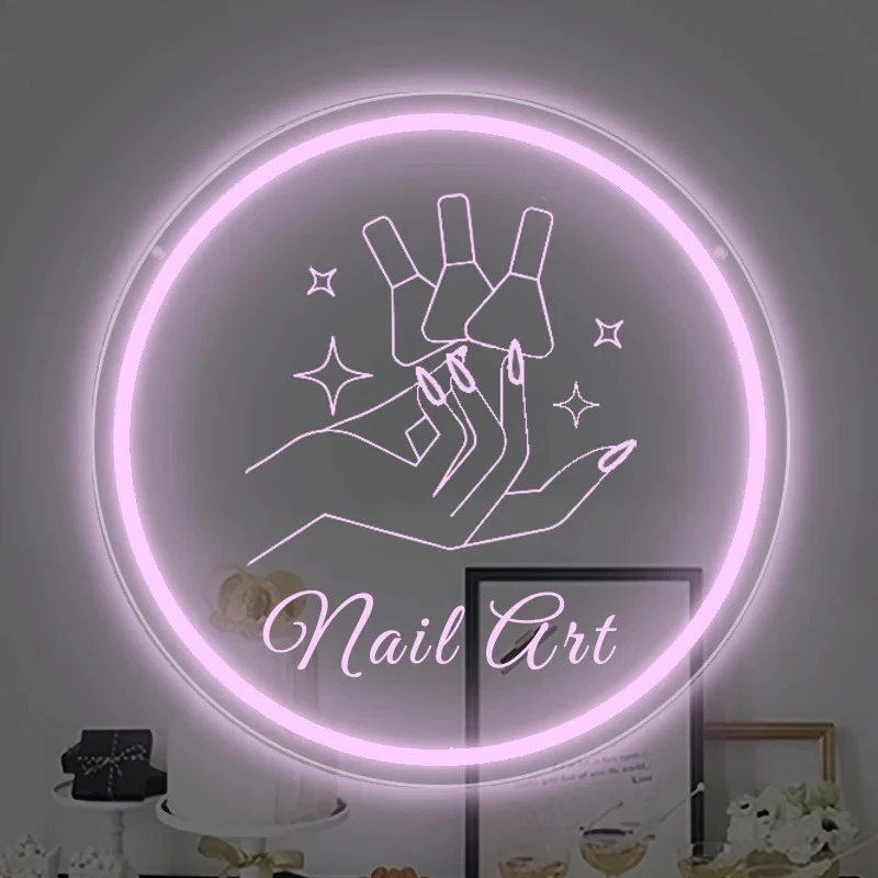 Nail Art Custom Neon USB Wandlichtschalter Rosa Einfarbig Salon Studio Garage Party Dekor Geschenke Langlebige dekorative Beschilderung