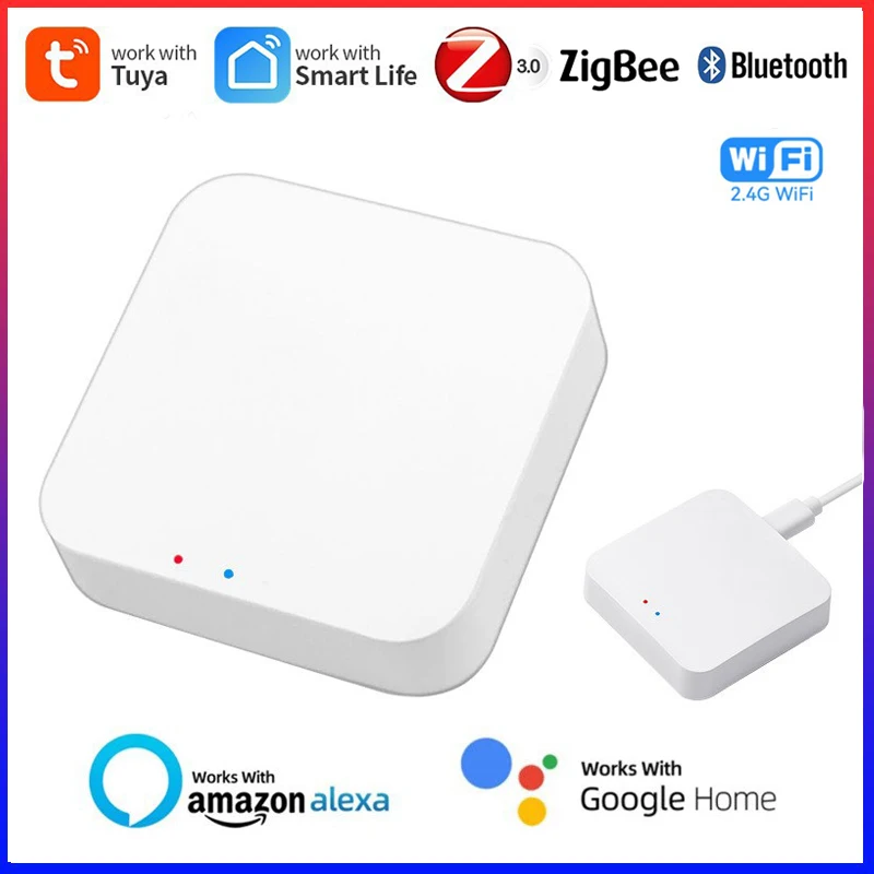 Smart Gateway multimodale wireless ZigBee Bluetooth Mesh Hub Funziona con l'app Tuya Smart life Controllo vocale tramite Alexa Google Home