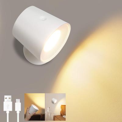TEMU 1/2er Black/ Led Wall Light For Indoor Use: Wireless Touch-dimmable And 360° Rotatable, Perfect As A Reading Lamp For Bedrooms And , Installation Image