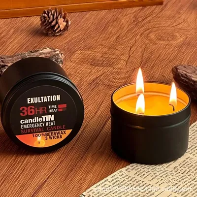Long Burning Candles Camping Candle With Jar 36 Hours Long Burning 3-Wick Lamp for Home Outdoor Survival Fishing Camping Hiking