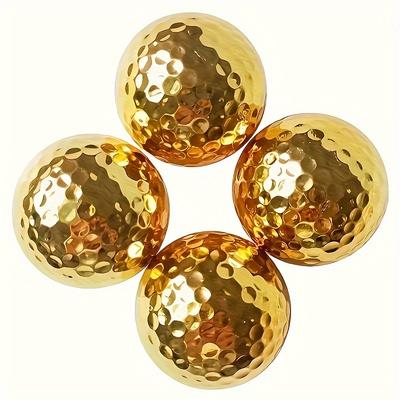 TEMU Premium Golden-plated Golf Balls - Double-layer Design For Distance & Accuracy - Perfect Gift For Golfers, Ideal For Practice & Competition