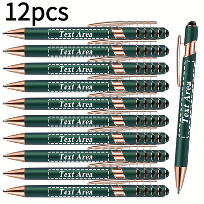 TEMU 12/36/60 A Set Of Personalized Retractable Metal Ballpoint Pen Set - Medium Point With Touch Pen, Smooth Writing, Suitable For Office, School And Art - Set, Suitable For People Over 14 Years Old Image