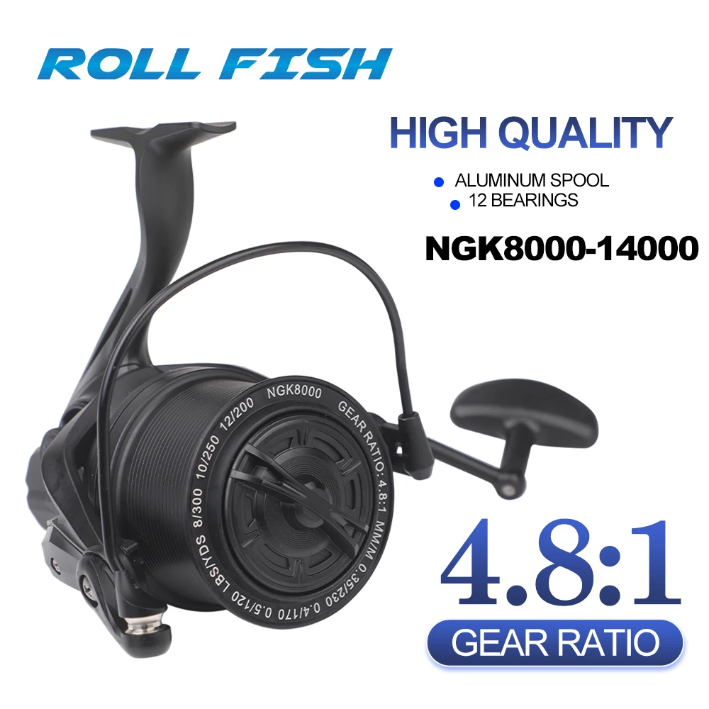 ROLLFISH Spinnrolle – Übersetzungsverhältnis 4,8:1, 8 kg maximale Zugkraft und korrosionsbeständig, salzwasserbereit Image