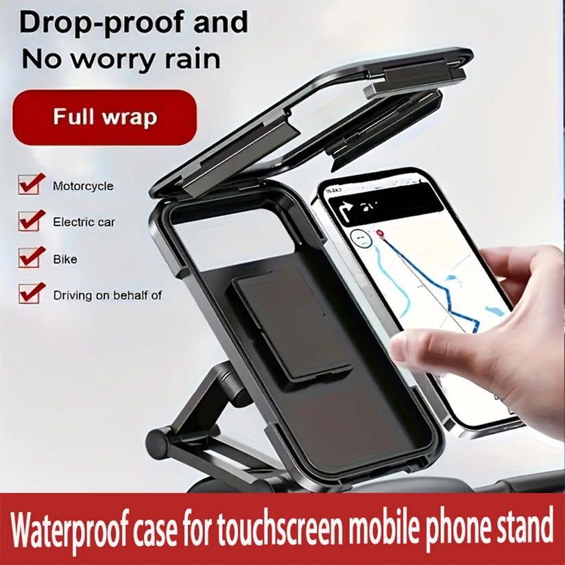 Wasserdichter Motorrad-Fahrrad-Handyhalter, unterstützt Universal, Fahrrad, GPS 360° ° Drehbarer, verstellbarer Motorrad-Handyhalter Image