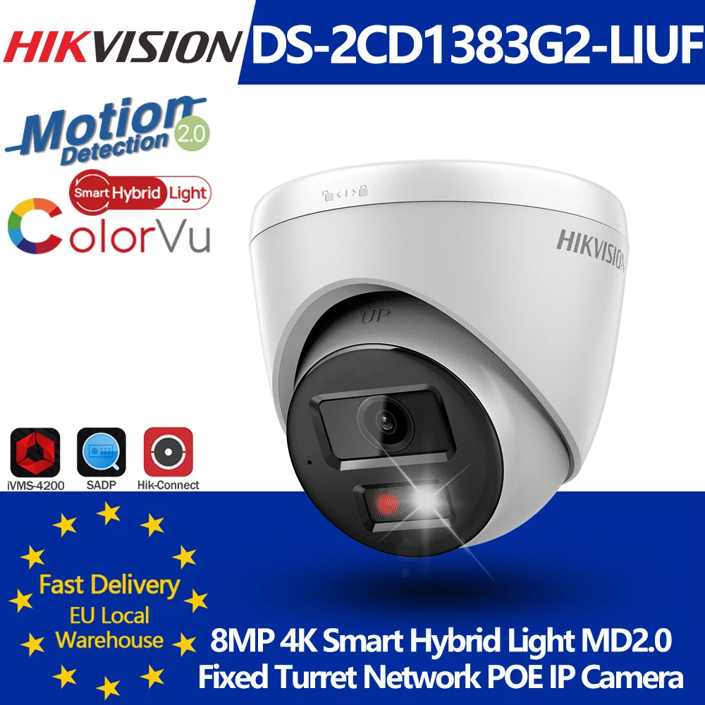 Hikvision 8MP 4K Smart Hybrid Light POE IP-Kamera DS-2CD1383G2-LIUF Bewegungserkennung 2.0 Menschenerkennung MIC SD-Steckplatz IP67 Image