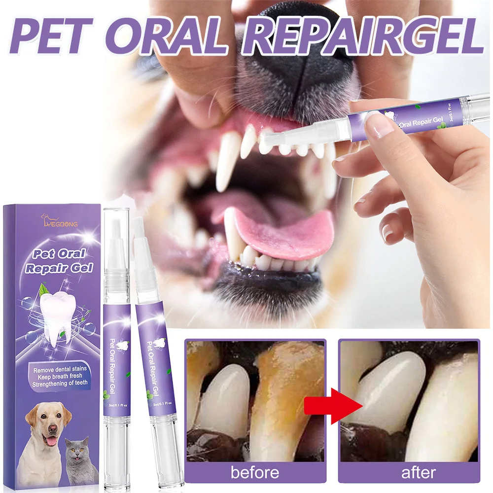 3 ml Pet Oral Gel Reinigung Hund Katze Zähne, Mundgeruch, für Zahnstein, keine Notwendigkeit, Zähne zu bürsten, Pet Breath Freshener Gel Care Cleaner Image