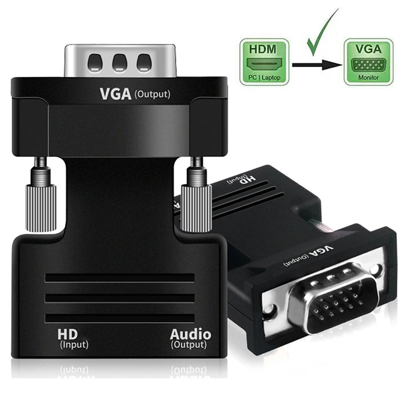Full HD 1080p HDMI-kompatibel mit VGA-Adapter mit Audio-Anschluss weiblicher Video konverter 3,5mm für PS4-Laptop-PC-TV-Monitor-Projektor Image