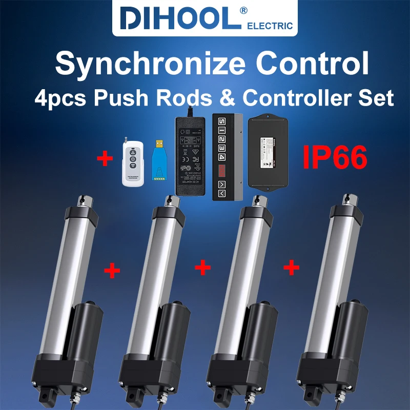 4-teiliges Set Elektrischer Linearantriebe mit HALL-Synchronsteuerung (1V4) Wasserdicht IP66 MAX4000N 50MM~1200MM Hub Image