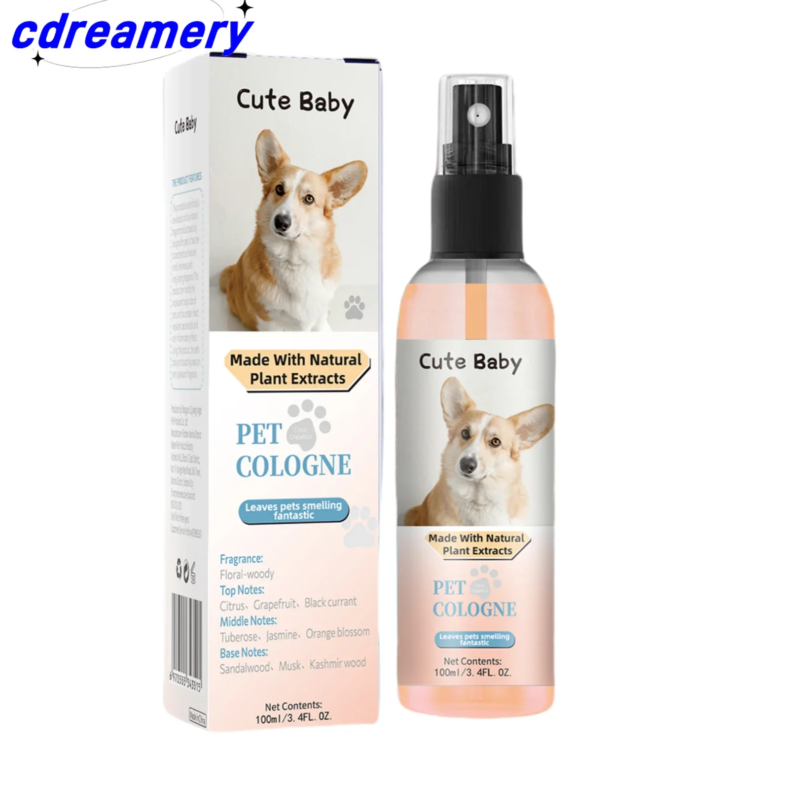 CDY Pets Aromatisches Kölnischspray 100 ml, verbessert den Körperduft von Haustieren, desodoriert, Lufterfrischer, langanhaltender Duft Image