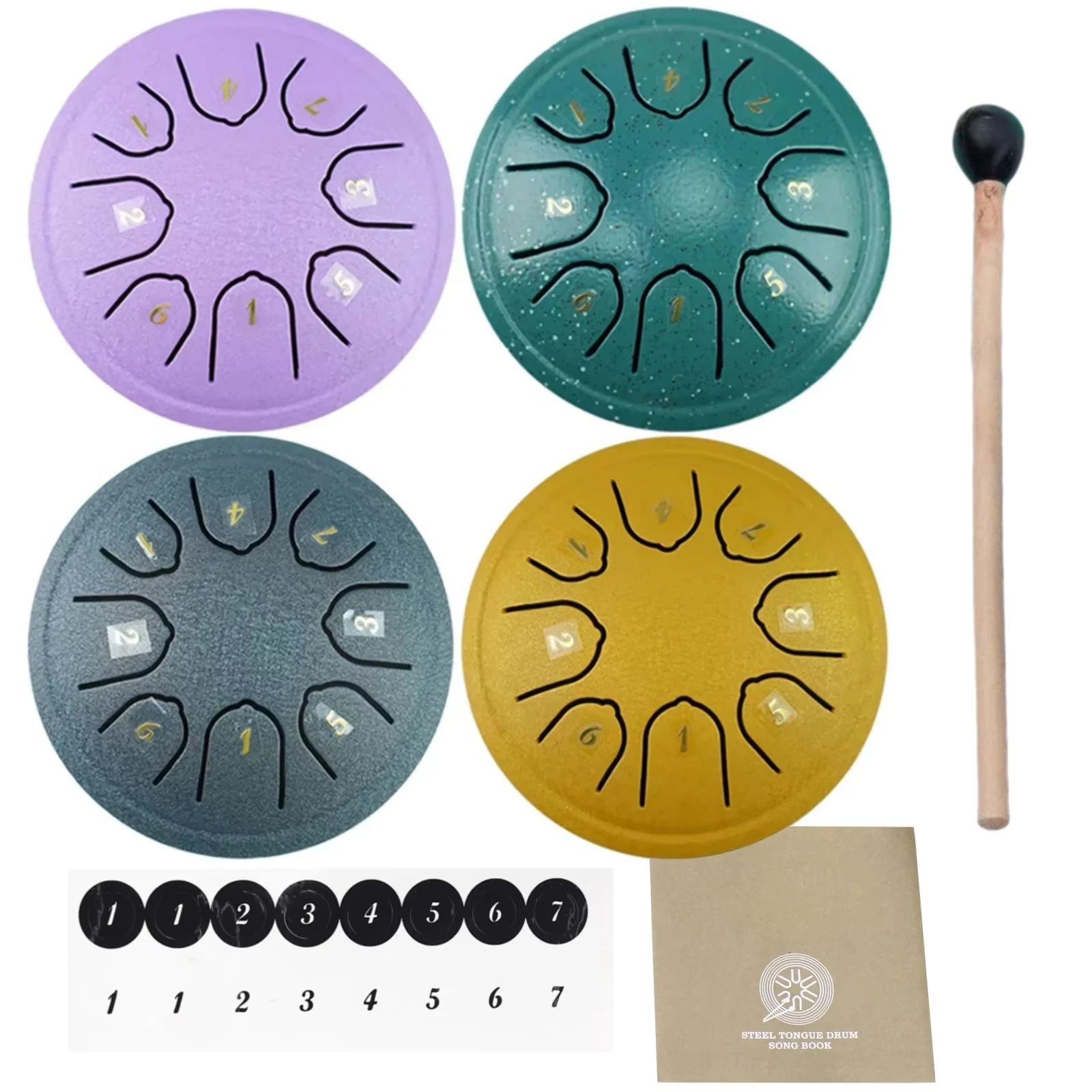 Miwayer 4,5" Steel Tongue Drum Handpan | 8-Ton-Instrument für Zen-Meditation | Pro Mallets + Zubehör für Yoga-Sound-Therapie Image