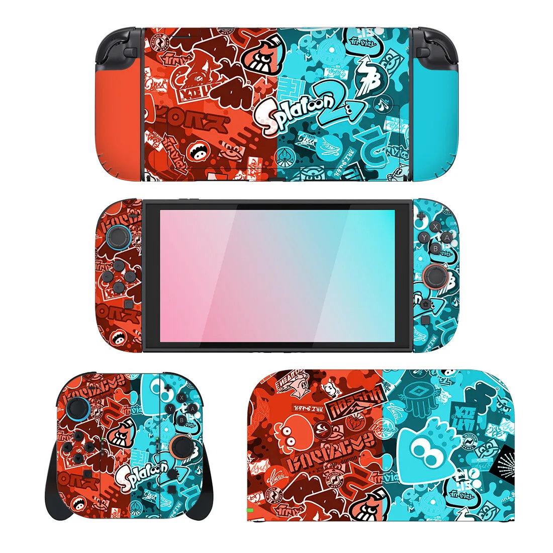 Splatoon Game Displayschutzfolie Aufkleber Skin für Nintendo Switch 2-Konsole Dock Ladegerät Ständer Halter Joycon Controller Skin Image