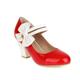 DSKHDZW Women Block Heel Court Shoes Patent Round Toe Wedding Heels Sweet Bow Ankle Strap Party Dress Pumps,red,13 UK