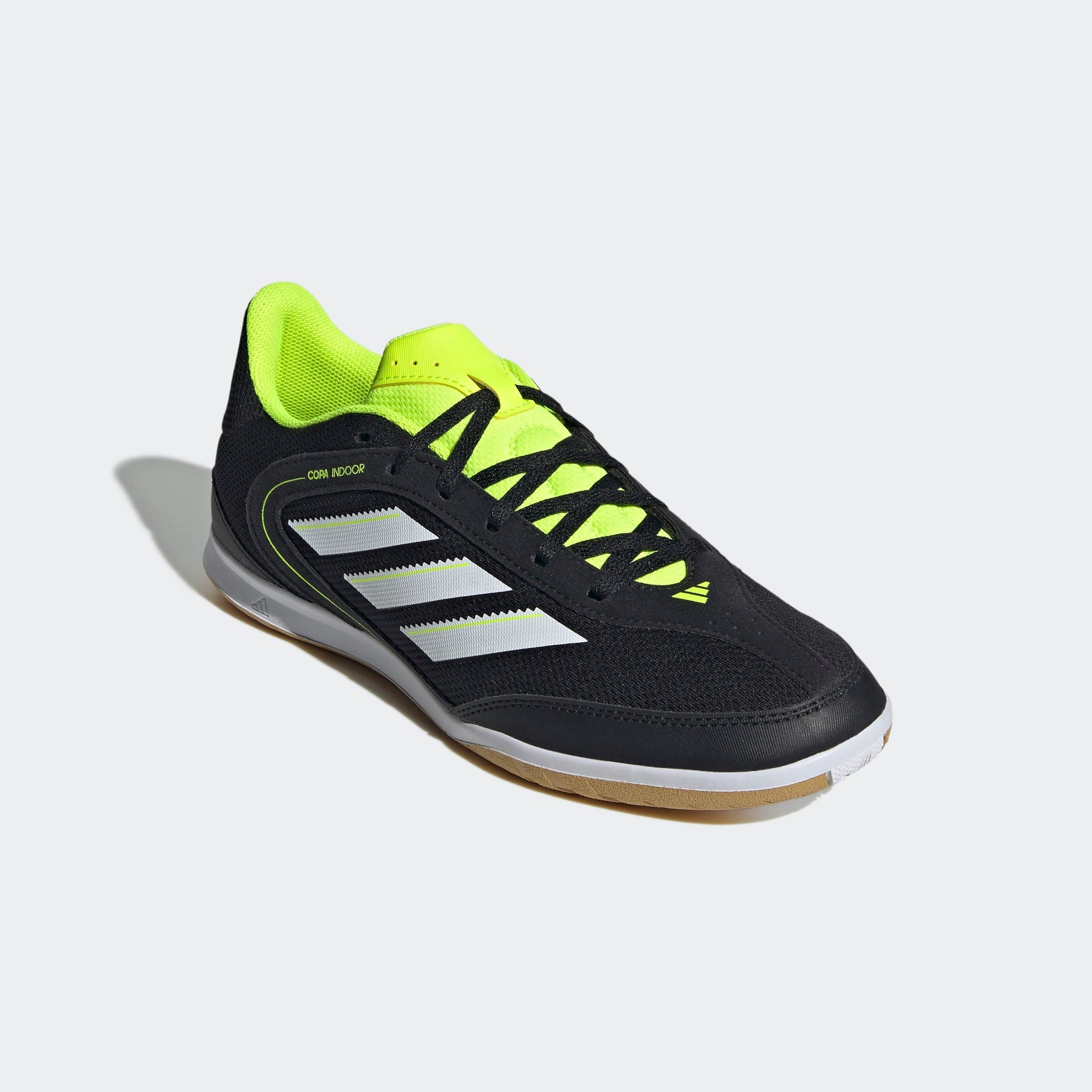 Fußballschuh ADIDAS PERFORMANCE "COPA COURT CLUB INDOOR", Damen, Gr. 46, weiß (core schwarz, cloud weiß, lucid lemon), Synthetik, Textil, Schuhe Fußballschuh, geeignet als Hallenschuhe