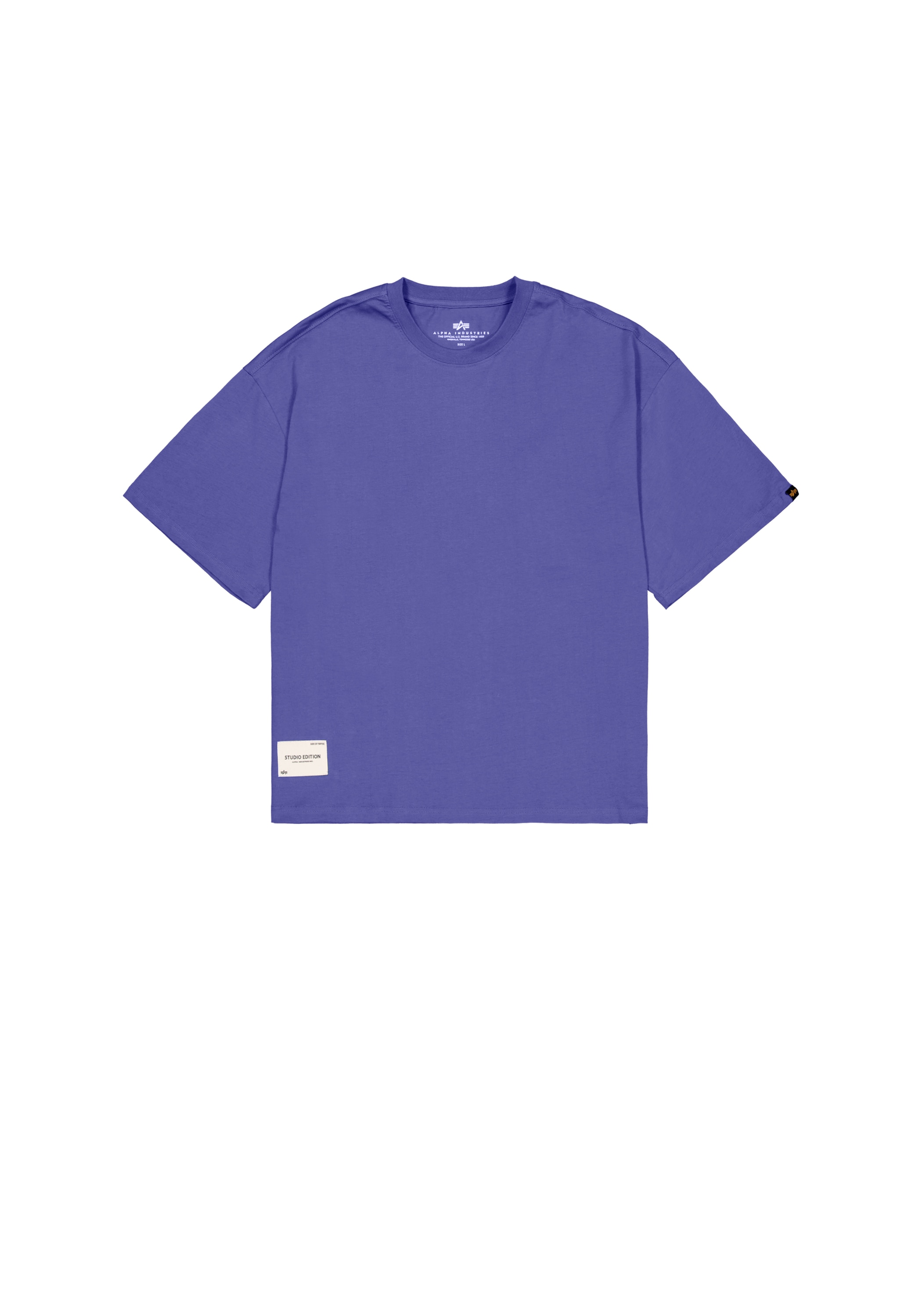 T-Shirt ALPHA INDUSTRIES "Studio Edition T-Shirt", Damen, Gr. M, lila (night lila), Obermaterial: 100% Baumwolle, Shirts T-Shirt