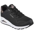 Sneaker SKECHERS "UNO GOLDEN AIR", Damen, Gr. 35, schwarz-weiß (schwarz, weiß), Lederimitat, kontrastfarbene Details, sportlich, Schuhe, Freizeitschuh, Halbschuh, Schnürschuh mit Metallic-Einsatz, Topseller