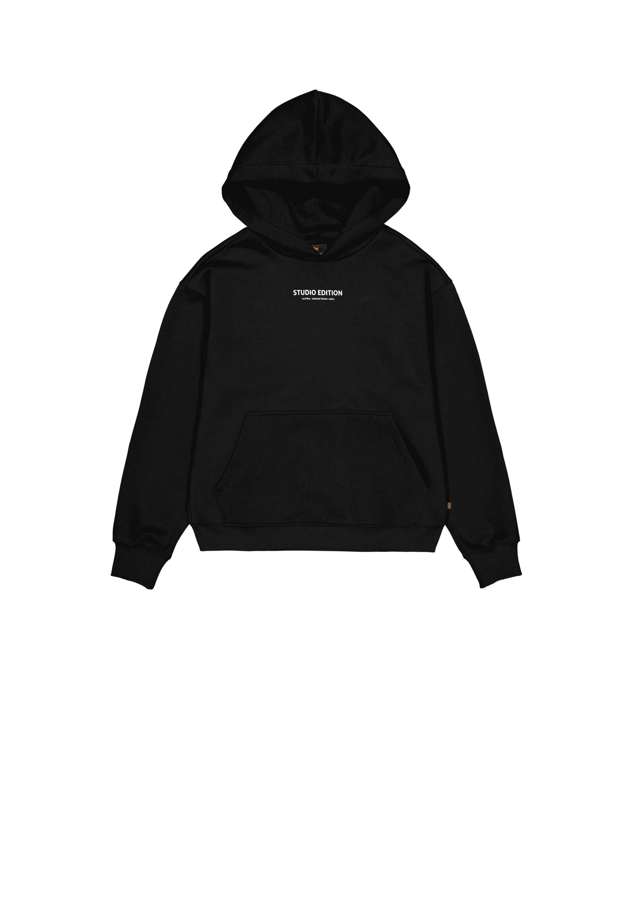 Hoodie ALPHA INDUSTRIES "Studio Edition Backprint Hoodie W", Damen, Gr. M, schwarz, Obermaterial: 80% Baumwolle, 20% Polyester, loose fit, Sweatshirts Hoodie