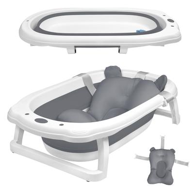 TEMU 82x50x22cm Foldable Baby Bathtub With Bath Pillow & Anti-slip Stand Plastic Children's Bathtub Space-saving Baby Bathtub For 0-36 Months Newborns, Babies Image