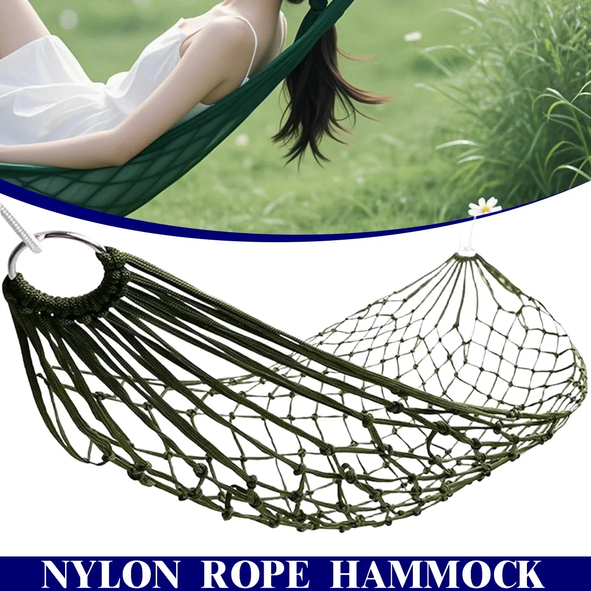 Tragbare Garten Outdoor Verdickte Nylon Seil Hängematte Indoor Mesh Hängematte Tragbare Einfache Hängematte Schaukel Stuhl